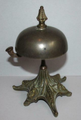 Antique / Vintage Brass Hotel Desk Bell - Victorian Lozenge Mark On Base