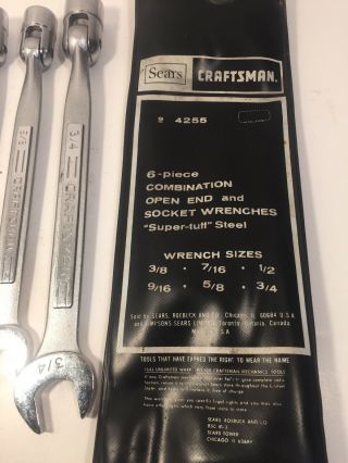 Sears Craftsman 6 pc.  Open End and Socket Wrench Set - Very 3