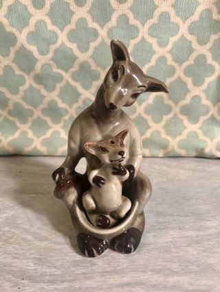 Vintage Kangaroo Salt & Pepper Shakers By Ceramic Arts Studio - Mama And Joey