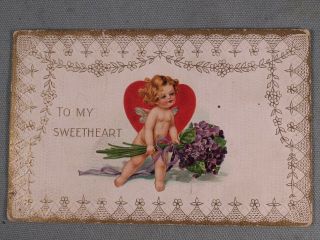 Early Vintage Valentine Postcard,  Embossed,  " To My Sweetheart ",  Germany,  Series 404
