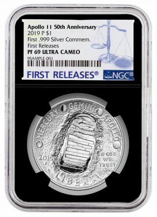 2019 P Apollo 11 50th Anv Commemorative Silver Dollar Ngc Pf69 Fr Black Sku57267