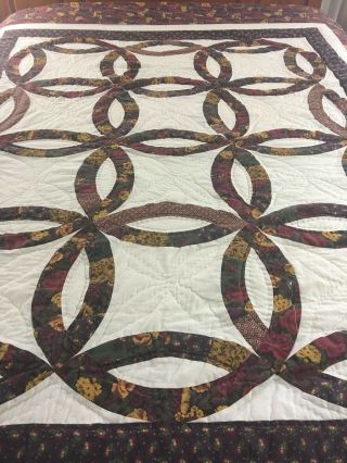 Vintage Double Wedding Ring Quilt 98 " X 90 "