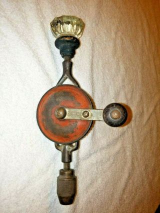 Hand Drill,  Vintage Craftsman No 1071 Hand Drill,  Made In Usa,  Glass Knob Handle