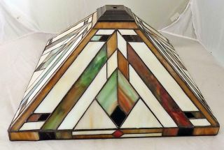 Vintage Slag Stained Glass Lamp Shade Mission Style 17 