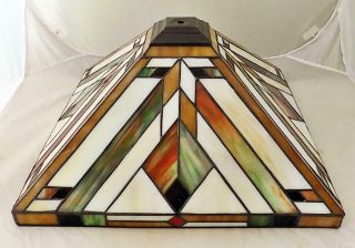 Vintage Slag Stained Glass Lamp Shade Mission Style 17 