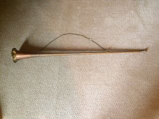 Vintage Copper & Brass Long Fox Hunting Horn 36” With Chain And Case