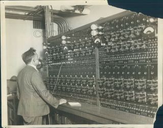 1929 Press Photo Circuit Control Board Stock Ticker Sending Room 1920s Nyc