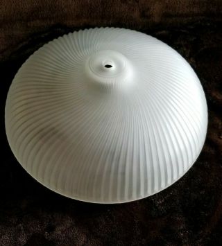 Two Vintage Frosted Glass Ceiling Light Globe Shade Center Hole Swirl 11 - 1/2