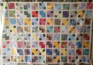 Vintage Patchwork Quilt Top Queen King Country Shabby Chic Tablecloth Blanket