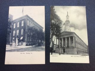 Rppc 2 Vintage Reading,  Pa Postcards City Hall,  And Court House