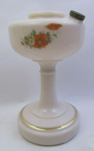 Aladdin 1948 Model B Alacite " Simplicity " W/decal Floral Glass Oil Lamp (76c3)