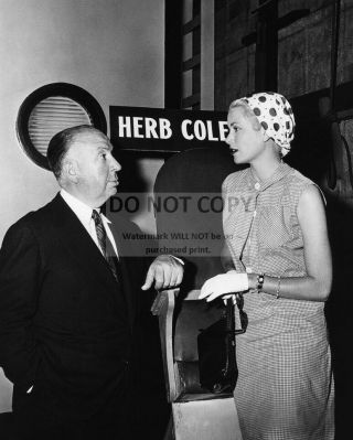 Grace Kelly & Alfred Hitchcock On Set Of " To Catch A Thief " 8x10 Photo (da - 246)