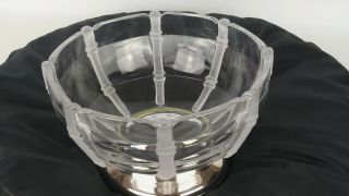 Pm Italy Silver Plate Footed Vintage Crystal Bamboo Bowl