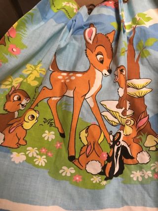 Vtg Walt Disney Bambi Curtains Flower Thumper Fitted Sheet Nursery Fabric Movie