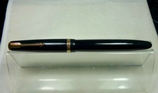 Parker Duofold Maxima Fountain Pen.  Black.  Medium Broad Stub nib.  c.  1958.  GWC. 2