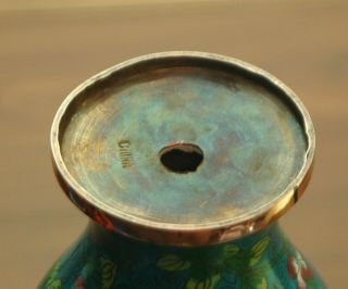 Antique CHINESE CLOISONNE LAMP Green Blue Vase Republic 1900 - 1920 3 - D 7