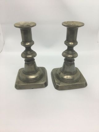 Colonial Casting Co.  Meriden,  Connecticut Pewter Candle Holders 4