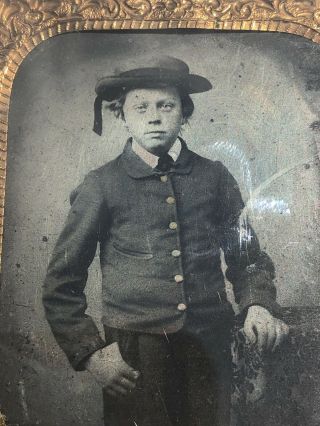 Early Tintype Of Boy.  Pre Civil War Sixth Plate
