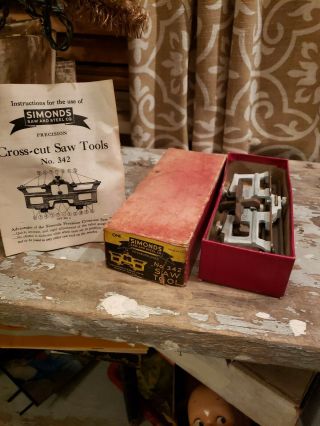 Antique Simonds Saw Tool No.  342 Crosscut Sharpening Box Fitchburg Mass