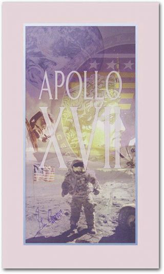 Apollo 17 Gene Cernan Hand Signed Poster 20 X 34 Last Man On The Moon