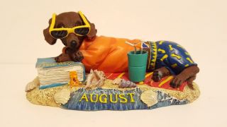 Danbury Dachshund Dog Figurine Perpetual Calendar Month Of August