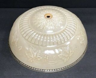 Vintage 40s 50s Glass Embossed Design Lamp Shade For Ceiling Fixture Center Hole