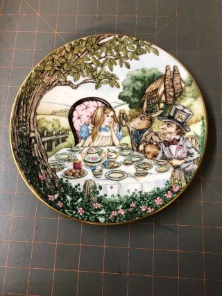 “alice And The Mad Hatter” 1983 Plate By Sandy Nightingale,  Boyer,  Limoges.