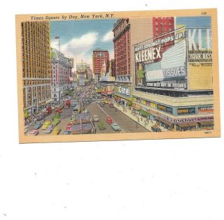 Old Linen Postcard York City,  Times Square,  Camel,  Kleenex And More