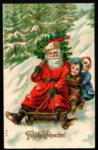Vintage Christmas Postcard - Frohliche Weihnachten - M.  S.  I.  B