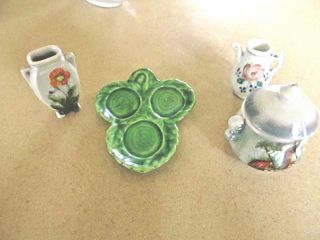 Vintage Occupied Japan Knick Knacks Miniature Vase Tray Covered Windmill Dish