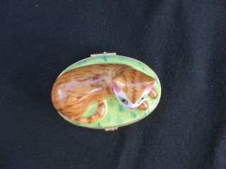 Tiffany & Co Limoges FD France Deco Hand Painted Cat Trinket Box 6