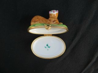 Tiffany & Co Limoges FD France Deco Hand Painted Cat Trinket Box 8