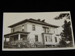 Vintage Postcard,  Black & White Old Farm House,  B&w Rppc,  Bushes In The Side Garden
