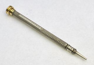 Antique Sampson Mordan Silver & Gold Mechanical Pencil With Amethyst Pencil