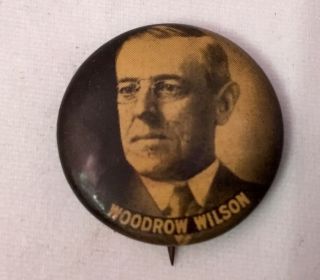 Woodrow Wilson Vtg Pin Button Whitehead & Hoag Co.  Old Homestead Bread Denver