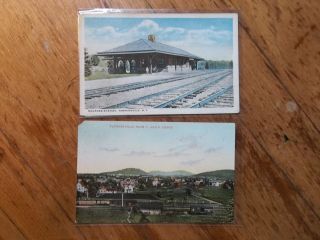 2 Old Postcards - Diff.  Views Of U&d Railroad Station,  Tannersville,  Ny Catskills