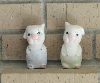 Vintage Anthropomorphic Pigs Wearing Overalls Salt And Pepper Shakers