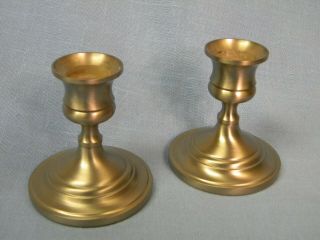 Vintage Pair Solid Pewter Candle Holders Forged In America By Baldwin