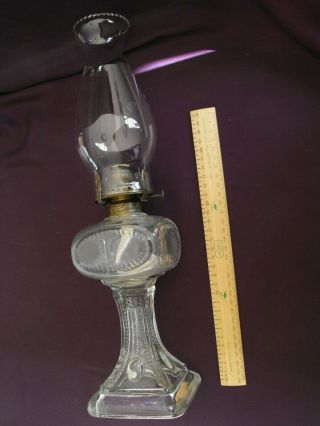 19th Century Vintage Glass Oil Lamp With Venus Burner