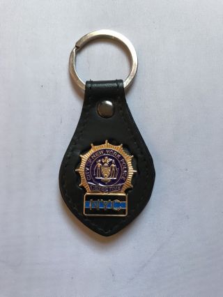Detective Blue Line Mini Pin Leather Keyring Keychain Key Holder Fob