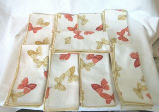 Vintage Vera Neumann Butterfly Napkins,  Set Of 9