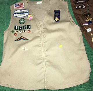 Girl Scout Brownie Sash & Vest (small) With Badges,  Pins & Patches