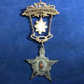 Antique 1916 10k Gold And Sterling Odd Fellows Medal.  Westminster Lodge.  17.  1g