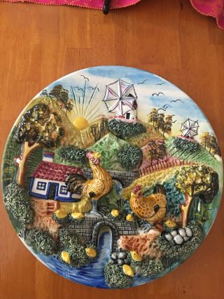 Decorative 13” Platter Plate Country Farm Rooster Decor