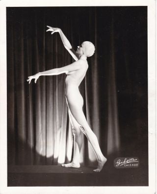 Vintage Silver Photograph 1930 Mona Leslie Nude Burlesque Living Sculpture