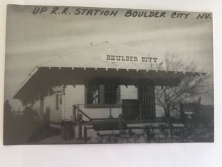 Boulder City Nevada Up Rr Station Railroad Depot B&w Real Photo Postcard Rppc