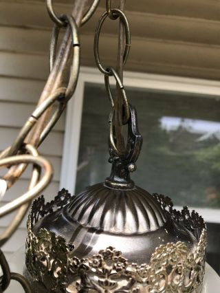 LARGE 21” Mid Century Modern Hollywood Regency Swag Lamp Hanging Light Glass 6