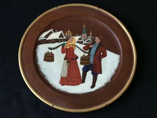 Solid Teak Wood Plate Painting By Nina 