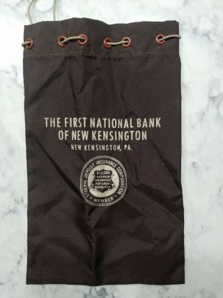 Vintage First National Bank Kensington Pa Draw String Money Deposit Bag