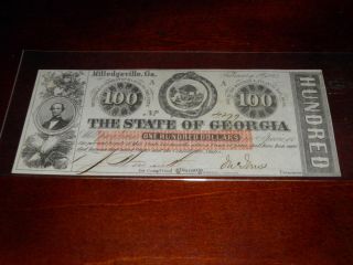 1863 State Of Georgia $100 Bank Note Vf/unc